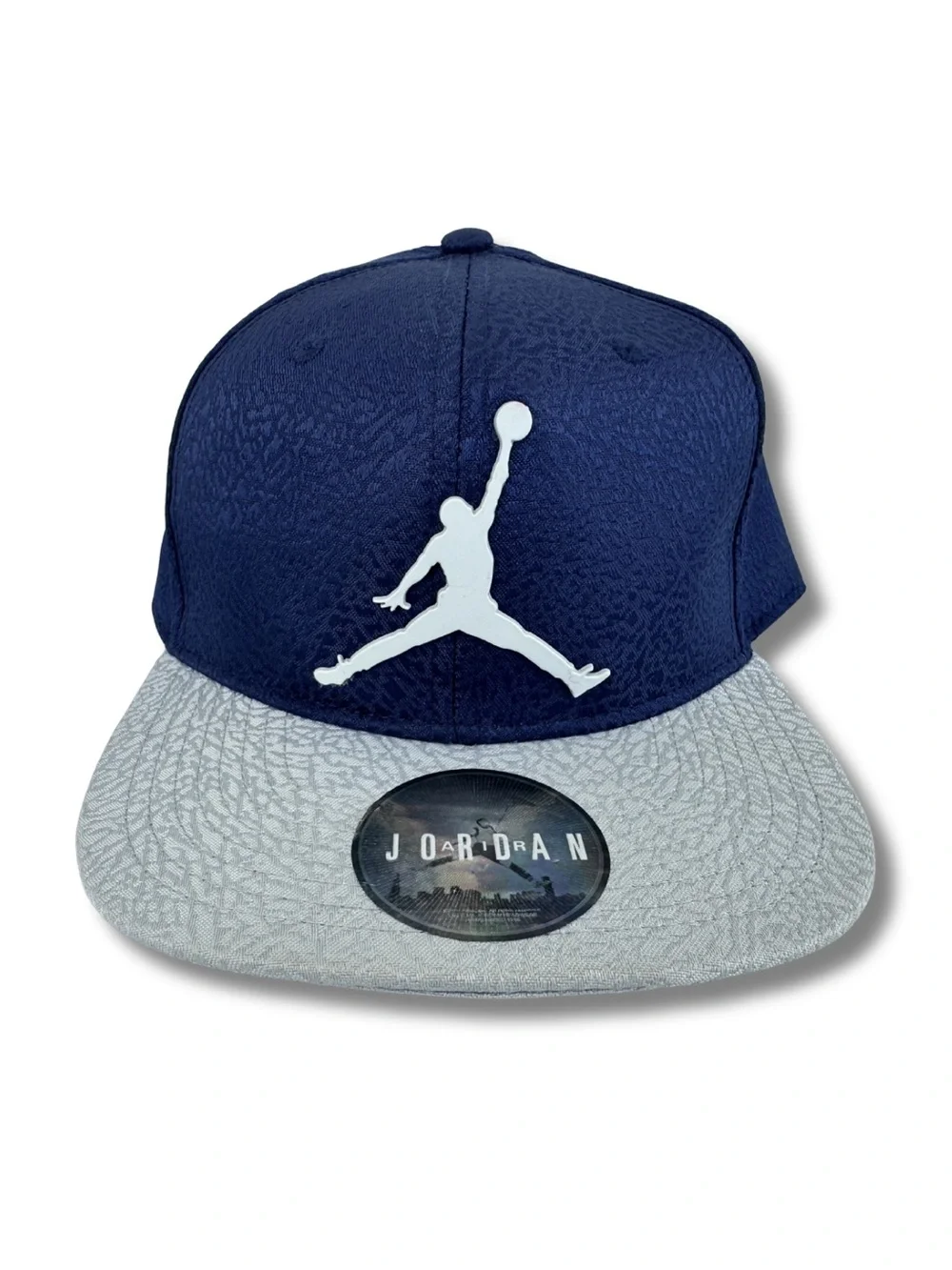 Nike Jordan Youth Snapback Hat Elephant Print Navy Gray Jumpman Adjustable Cap